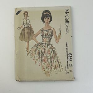 Rare Dress & Jacket Size 12 B32 Vintage 60s CUT Pattern 6365 Midriff Seam OOP